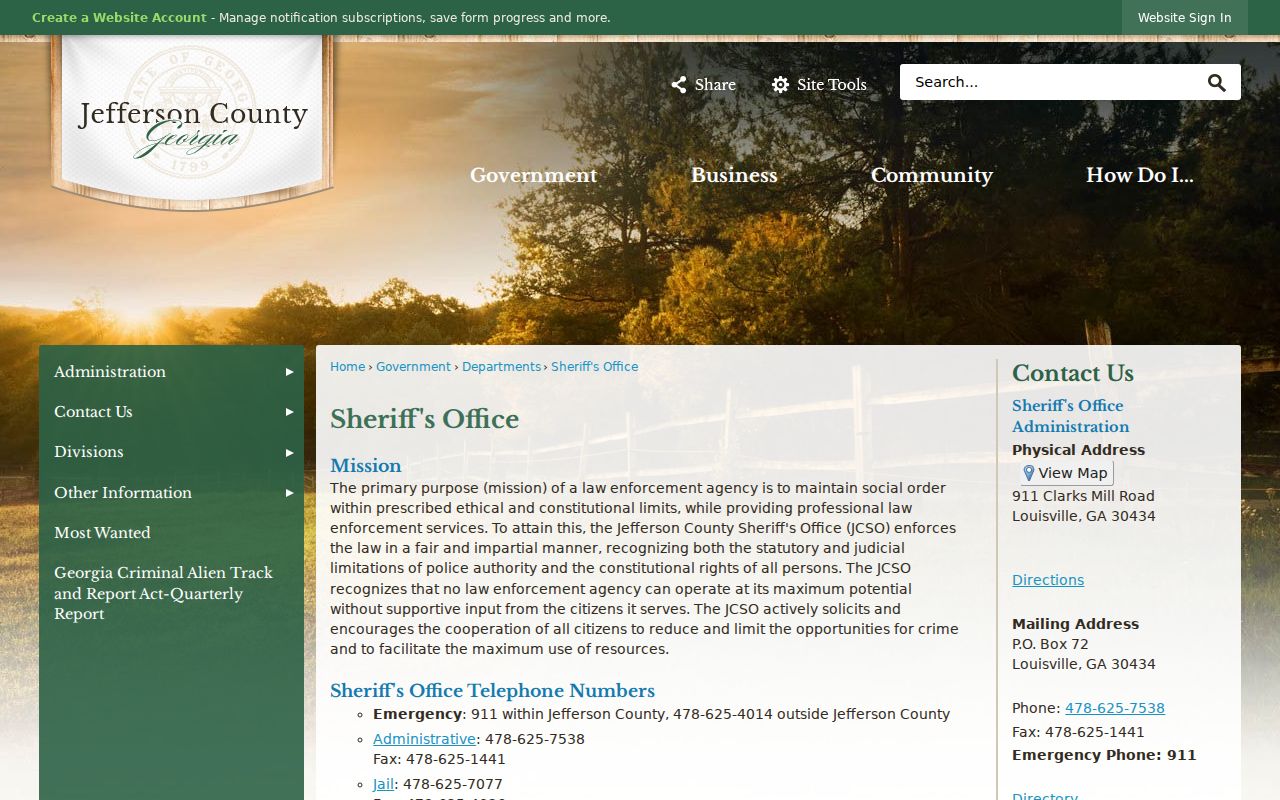 Jefferson County Sheriff's Office arrest and jail records information