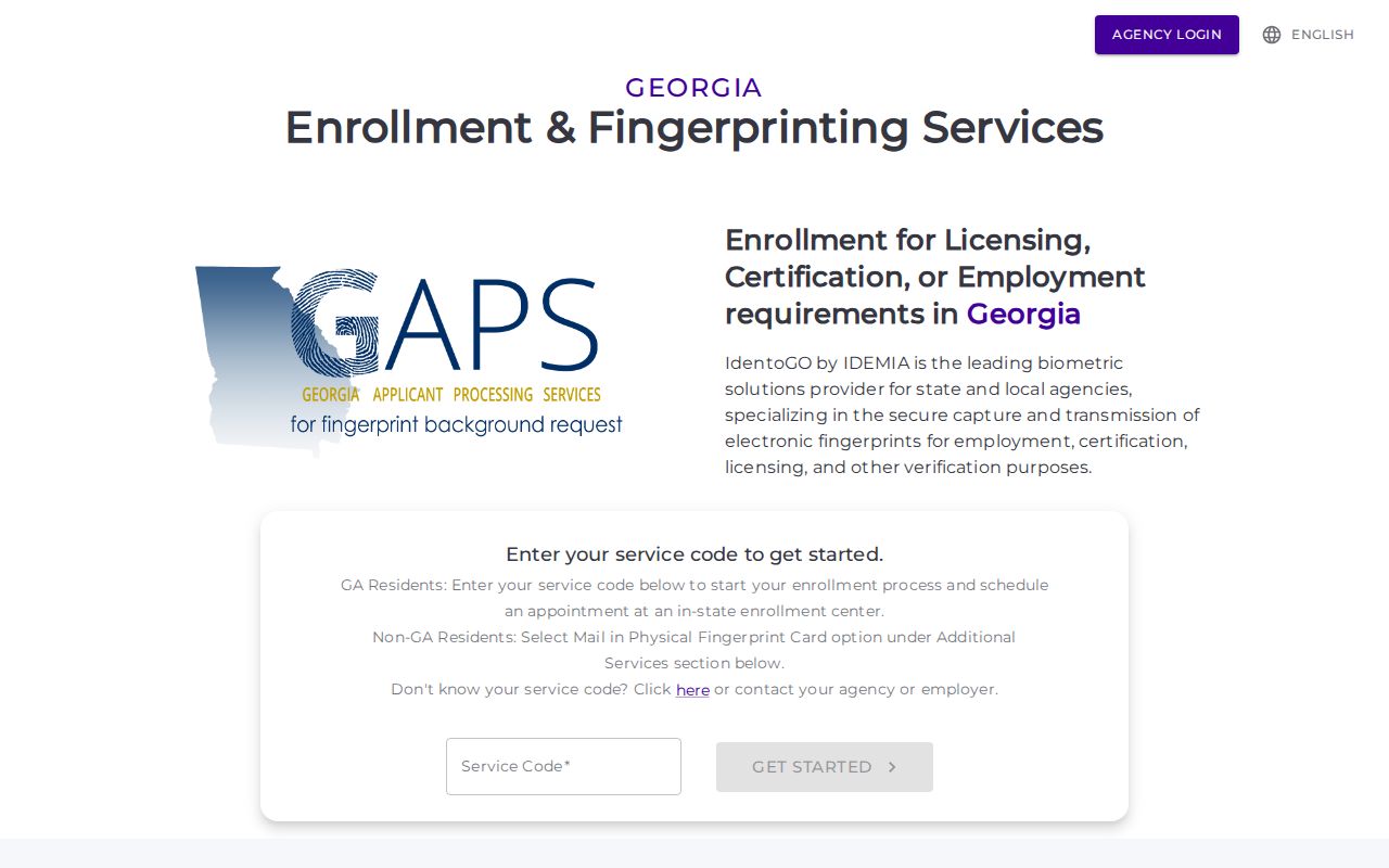 Jefferson County criminal history GAPS fingerprint enrollment