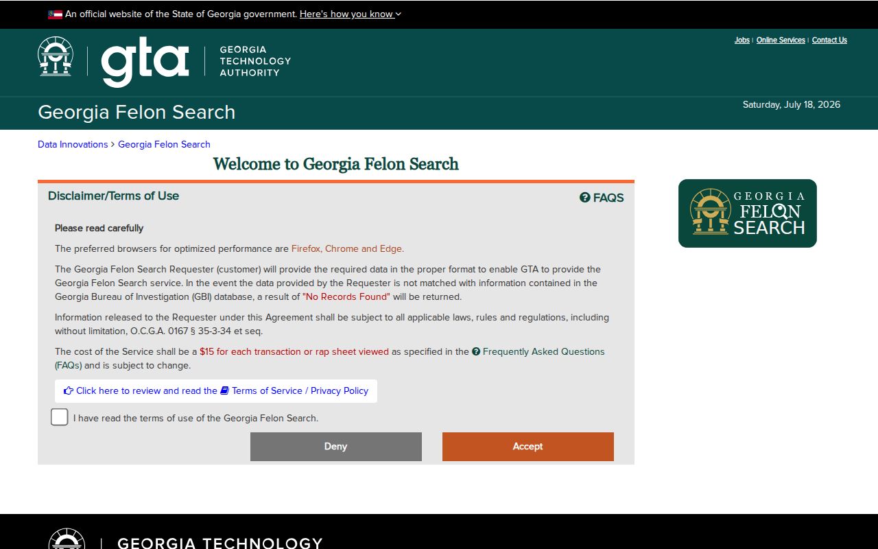Jefferson County criminal history Georgia Felon Search portal