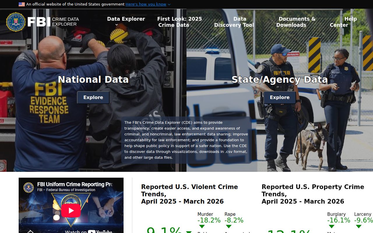 FBI Crime Data Explorer for official Wadley crime data research