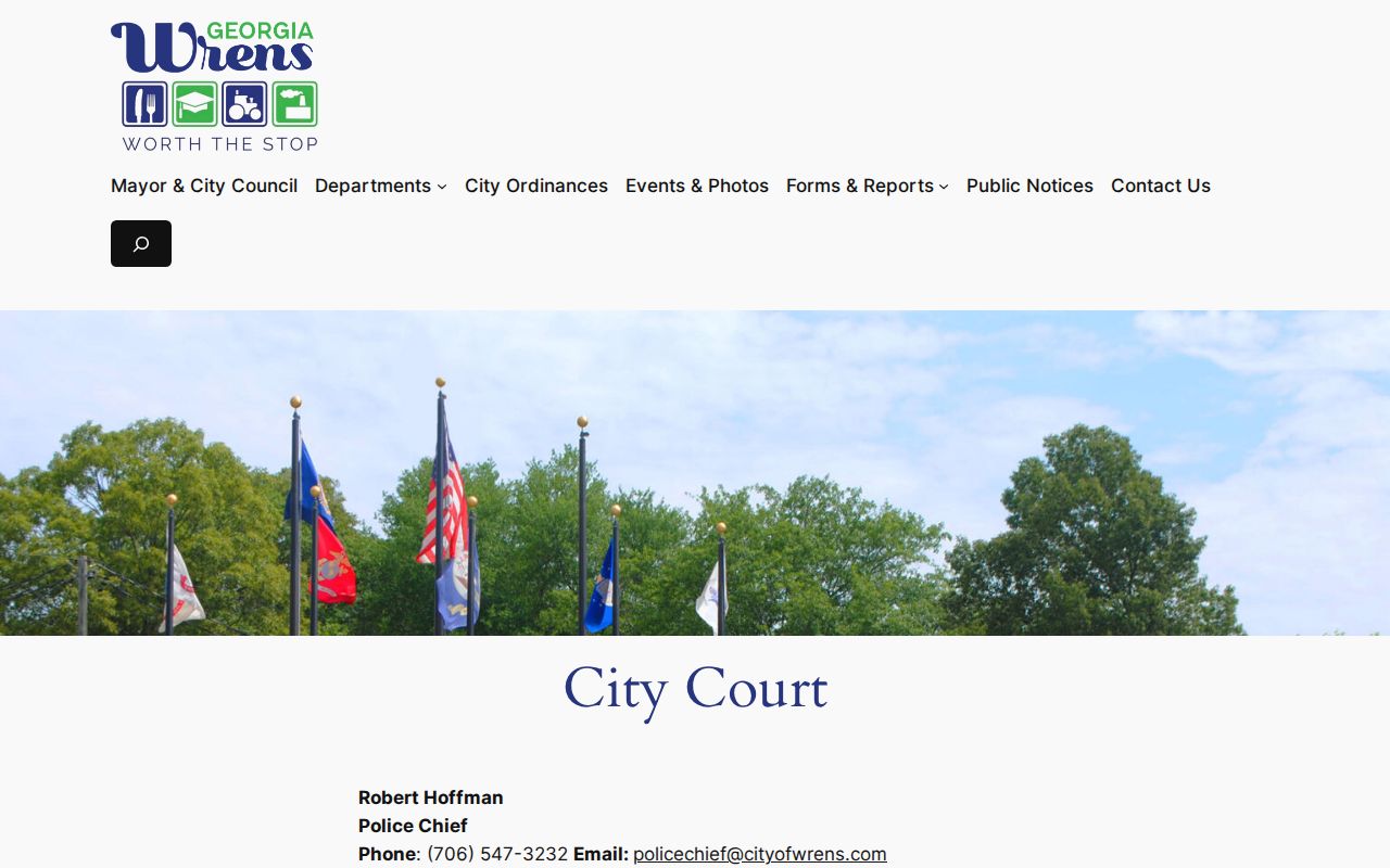 Wrens criminal history Municipal Court rules and contact page
